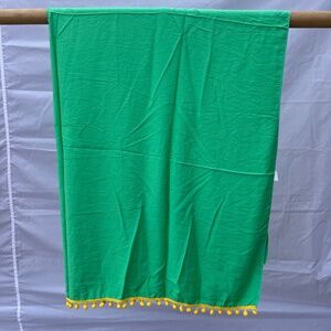 Sarong/Coverup/Canga - Green w/Yellow Poms